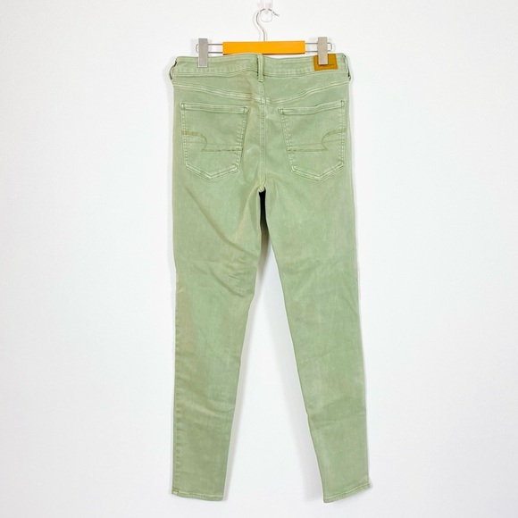 American Eagle Green Khaki Skinny Leg Jeans (Long) - Picture 2 of 3